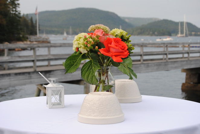 A fresh arrangement set against the Bar Harbor waterfront